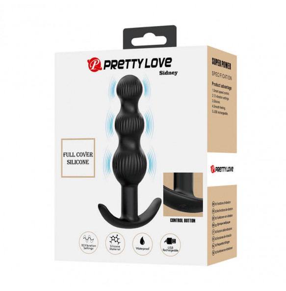 Pretty Love - Sidney Vibrating Anal Bead Massager (Chargeable - Black)